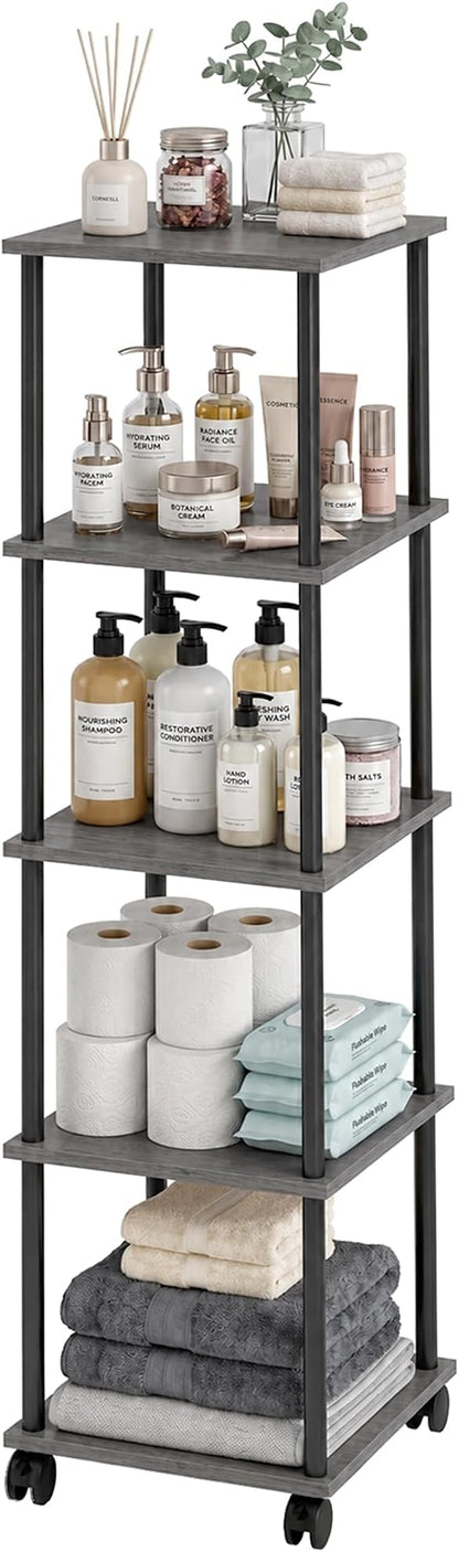 5-Tier 50.4" Tall Oak Grey Bathroom Shelving Unit by GoodChoiceofGreenery