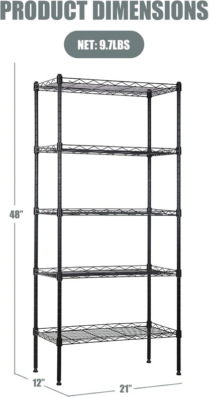NChanmar 5-Tier Metal Shelving Unit Storage Shelves 48"x21"x12" Heavy Duty - Image 2