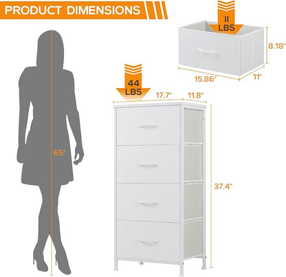 DUMOS Dresser for Bedroom, 4 Storage Drawers Tall Fabric Closet Chests | - Image 3