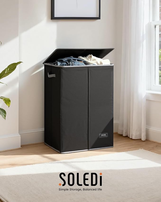 SOLEDI Laundry Hamper with Lid 130L Large & Tall Collapsible Laundry Basket - Image 8