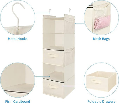 MAX Houser 5 Tier Shelf Hanging Closet Organizer, Cloth Hanging Shelf - Image 4