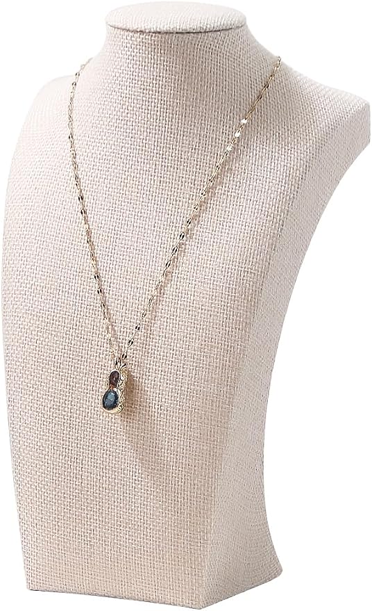 Necklace Bust Stand for Selling, Linen Necklace Display Holder, Jewelry by FocusOnJewelryDisplay