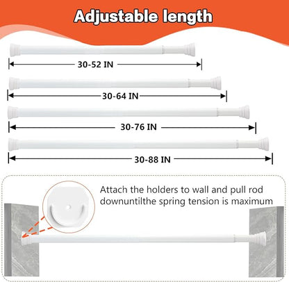 No Drilling Closet Rods for Hanging Clothes, Adjustable 30-88 in | White - Image 5