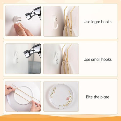Bilillo 14 pcs Plate Hangers for The Wall, 4/6/8/10/12 Inch Invisible Plates - Image 5