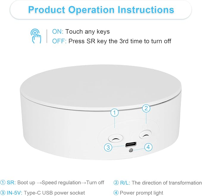 Motorized Rotating Display Stand, 5in/11lbs Load, 360° Rotating Platform - Image 5