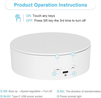 Motorized Rotating Display Stand, 5in/11lbs Load, 360° Rotating Platform - Image 5
