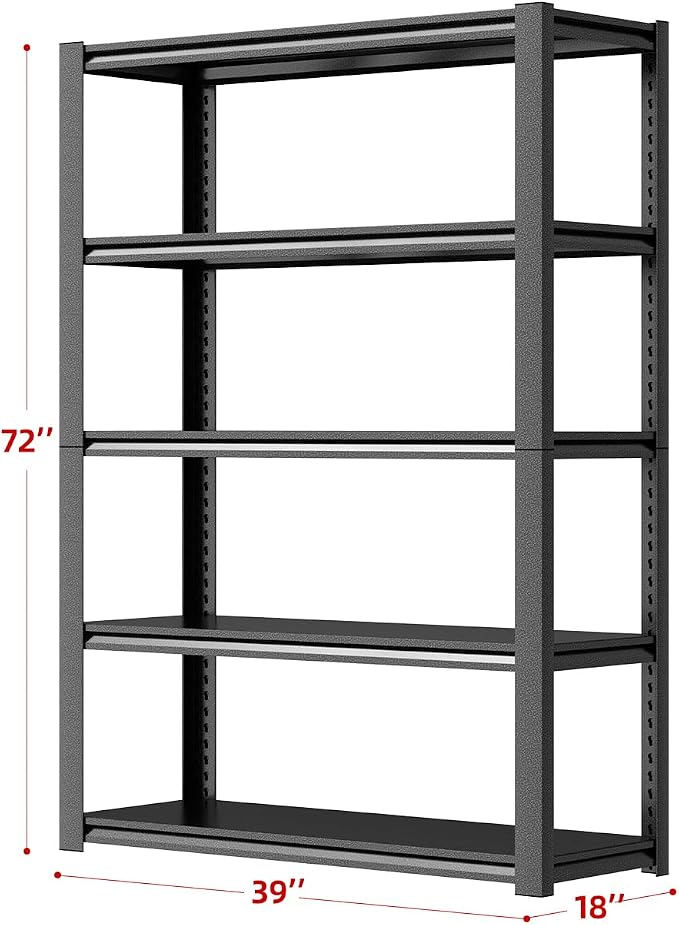39" W Garage Shelving, 5-Tier Heavy Duty Shelving Unit, 3000LBS Adjustable - Image 3