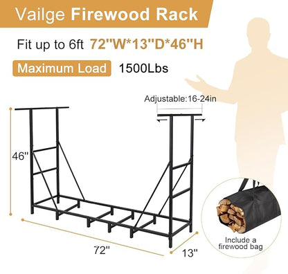 Vailge Firewood Rack Outdoor 6FT - Image 2
