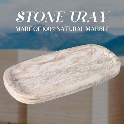 Koville Natural Marble Tray for Bathroom Countertop, Vanity Tray for Decor - Image 4