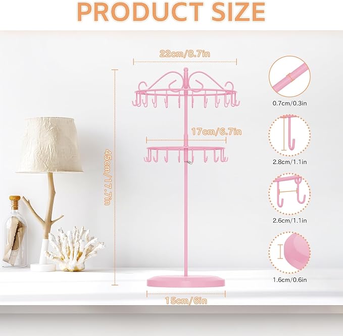 iDavosic.ly 2 Tier Rotating Necklace Holder Organizer - Image 2