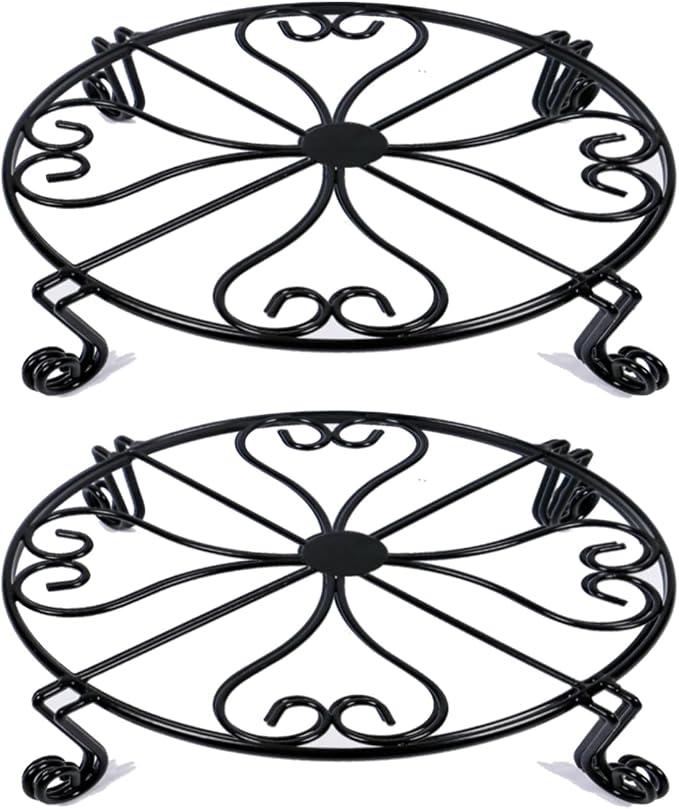 NSYOOMH 2 pack 10" Rustproof Black Metal Plant Stands Heavy Duty Plants Holder by NSYOOMH