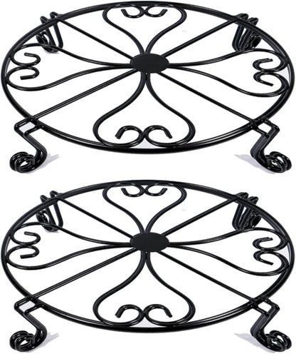 NSYOOMH 2 pack 10" Rustproof Black Metal Plant Stands Heavy Duty Plants Holder by NSYOOMH