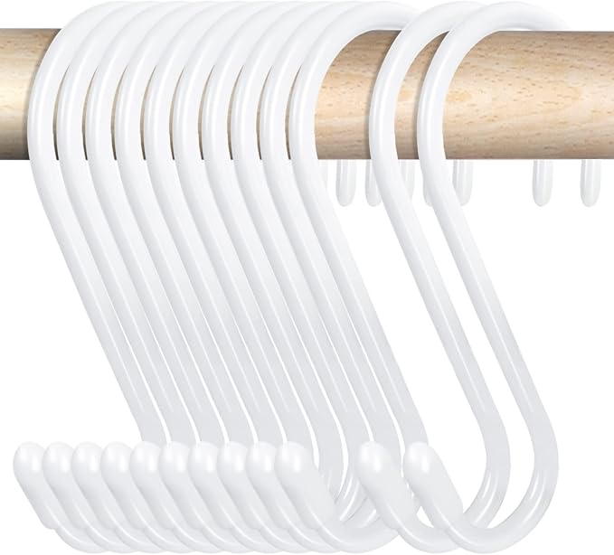 24 Pack 4-1/2 Inch White S Hooks by HiGift