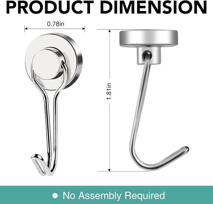 MIKEDE Magnetic Hooks, 40LBS Strong Neodymium Magnetic Hooks Heavy Duty - Image 2