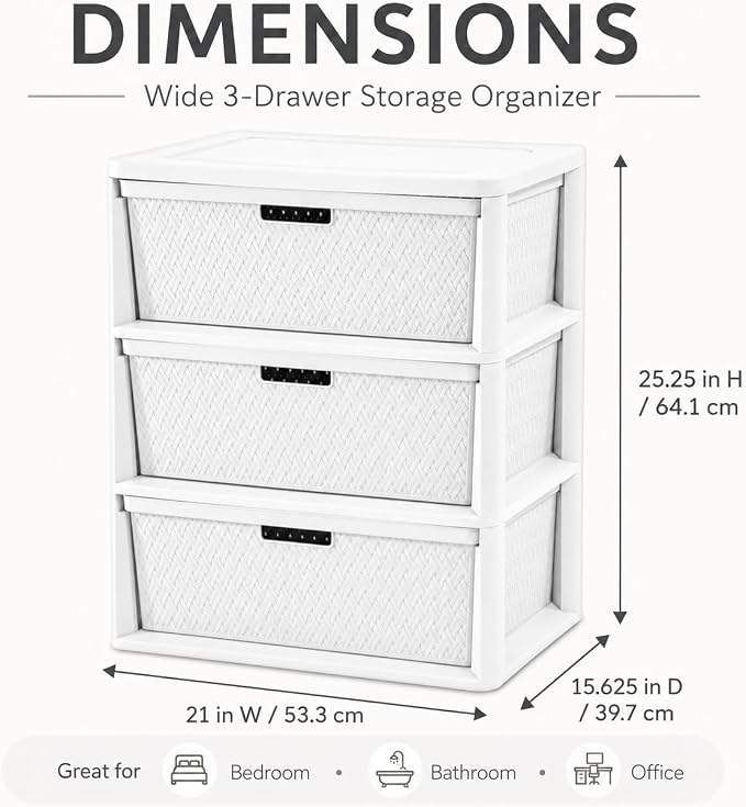 Wide 3-Drawer Plastic Storage Tower - Image 2