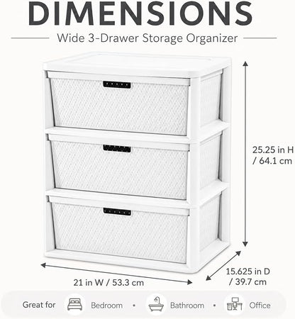 Wide 3-Drawer Plastic Storage Tower - Image 2