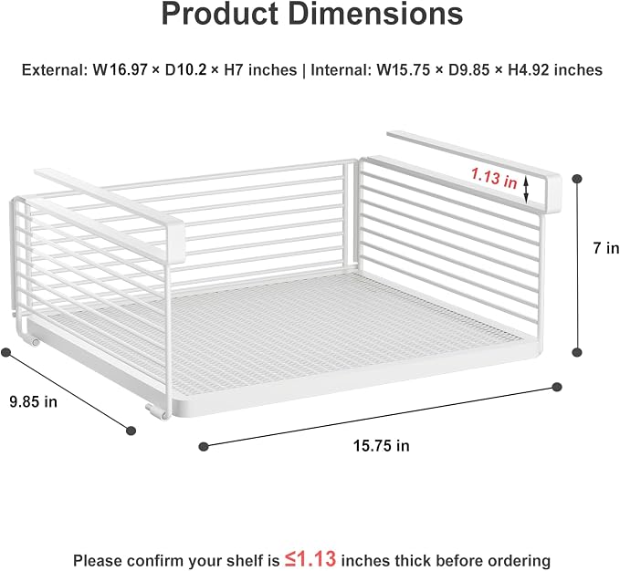 Under Shelf Storage Basket, Hanging Wire Basket - Image 2