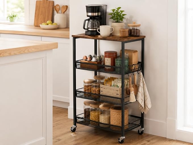 Homleke 4-Tier Rolling Kitchen Storage Cart, Utility Cart by Homleke