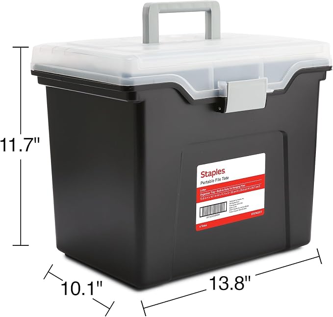 STAPLES File Box Portable Tote, Letter Size, 4/Carton | Lightweight storage tote - Image 6