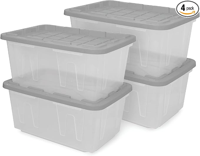 CX BLACK & YELLOW, 27-Gallon Heavy Duty Clear Storage Container & Snap-Tight Lid by BLACKYELLOW