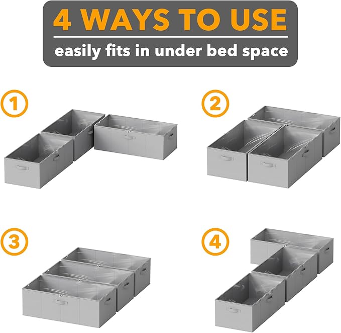 SpaceAid 3 Pack 10" High Under Bed Storage Containers, Large Underbed Storage - Image 6