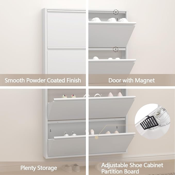 GREATMEET Shoe Rack for Closet, 6 Inch Slim Wall Mounted Shoe Cabinet, Narrow - Image 4