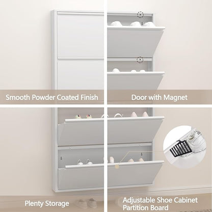GREATMEET Shoe Rack for Closet, 6 Inch Slim Wall Mounted Shoe Cabinet, Narrow - Image 4