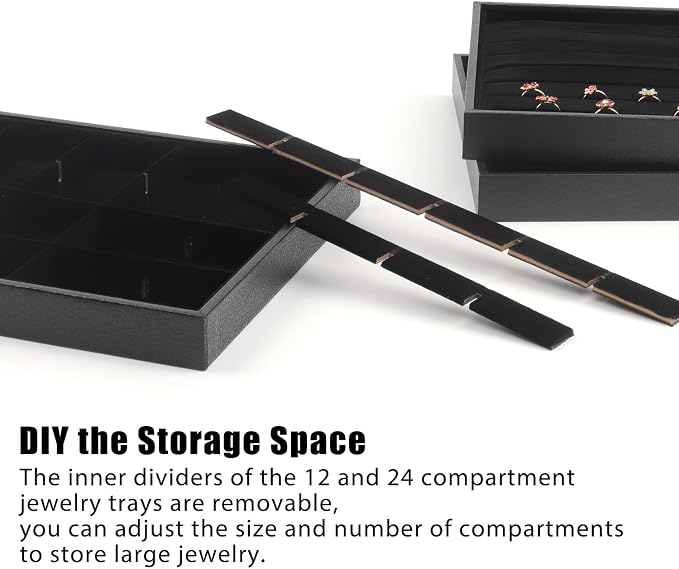 Rocutus Jewelry Trays, 3 Pack Stackable Velvet Jewelry Organizer Tray Drawer - Image 3
