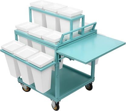 Flower Display Stand Cart With 18 Buckets Plant Rack Storage Organizer with - Image 6