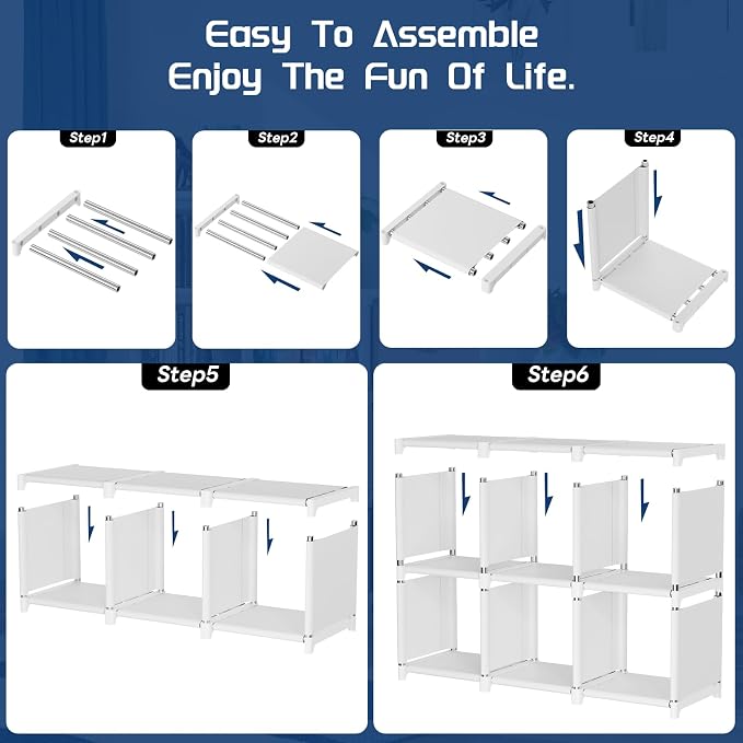Mavivegue Book Shelf, 18 Cube Storage Organizer, DIY Bookcase, Metal Cube - Image 6