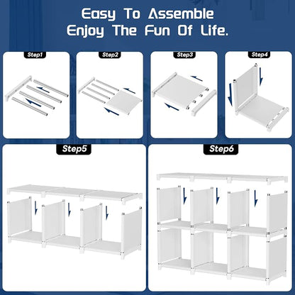 Mavivegue Book Shelf, 18 Cube Storage Organizer, DIY Bookcase, Metal Cube - Image 6