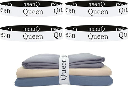 4 Pieces Bed Sheet Organizer Bands, Sheet Organizers and Storage Label Bands by Yermivie