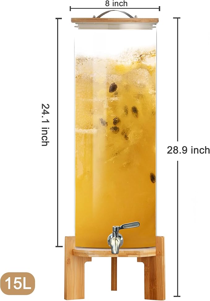 Beverage Dispenser, 4Gallon Glass Drink Dispenser - Image 3