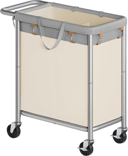 SONGMICS Laundry Basket with Wheels, 2-Section Rolling Laundry Hamper, 37 by Unknown