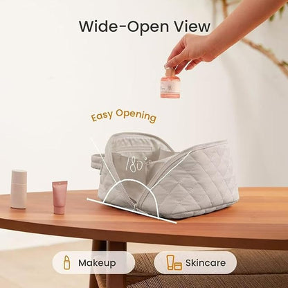 2026 Travel Makeup Bag for Women – 180° Lay-Flat Puffy Cosmetic Organizer - Image 5