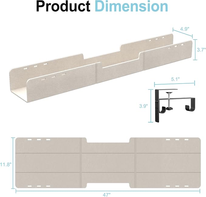 Under Desk Cable Management Tray, No-Drill Upgraded Thickened Felt Cord - Image 7