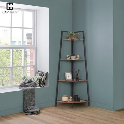 CAPHAUS 4-Tier Corner Shelf Stand, Tall Display Shelves, Ladder Corner Wood - Image 7