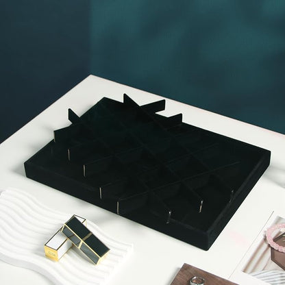 Coward 2PC Black Velvet Stackable 24 Gird Jewelry Organizer Tray Necklace - Image 4