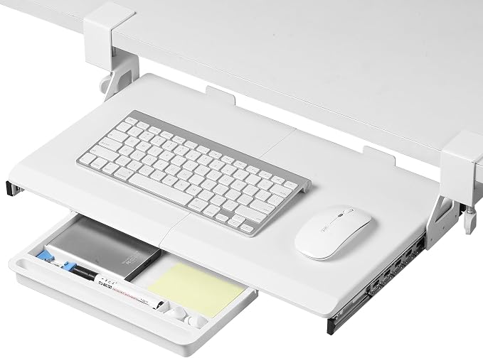 ETHU Keyboard Tray Under Desk, 19.7" X 12.2" Small Size C Clamp Keyboard Drawer by ETHU