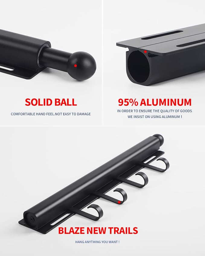 BaiNong Valet Rod for Closets Pull Out 12" Black - Image 5