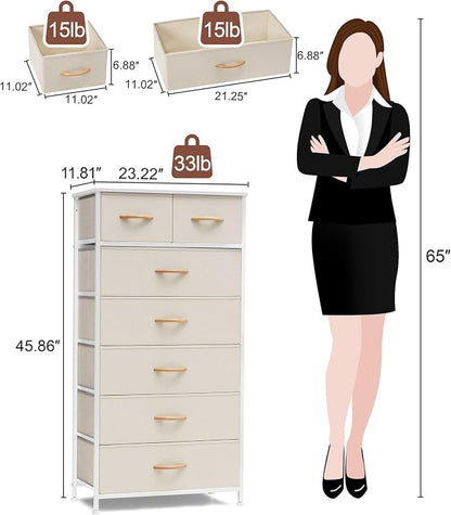 Fabric Dresser with 7 Drawers, Vertical Storage Tower | Sturdy Steel Frame - Image 3