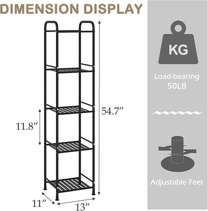 JSB 5 Tier Narrow Bathroom Shelving Unit, Kitchen Storage Rack Organizer Metal - Image 2