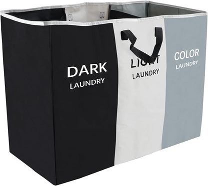 168L Laundry Hamper, Large Blanket Storage Basket Sorter 3 Section Bag Organizer by D-FLIFE