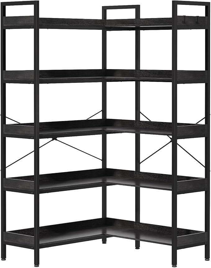 KOUSEI 5-Tier Corner Bookshelf, Reversible L-Shaped Bookcase - Image 4