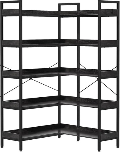KOUSEI 5-Tier Corner Bookshelf, Reversible L-Shaped Bookcase - Image 4