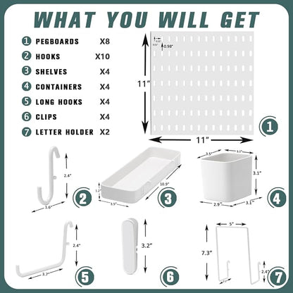 Pegboard Combination Kit, 25.2" x 50.4" Wall Mounted Storage Set - Image 4