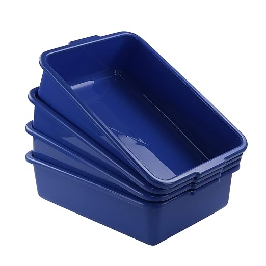 Xyskin 4-Pack Commercial Bus Tubs Box/Tote Box, Stackable Plastic Utility 13 by Xyskin