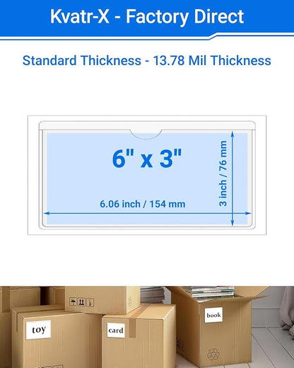 20 PCS Clear Self Adhesive Plastic Label Pockets, Top Loading Business & - Image 2