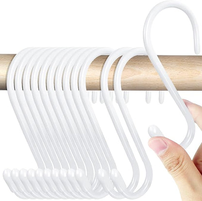 HiGift 18 Pack White Vinyl Coated Metal S Hooks, 4.5 inch Heavy Duty, Non Slip by HiGift