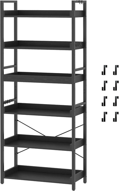 HCHQHS 6 Tier Bookshelf, Adjustable Industrial Bookcase, Vertical Tall Book by HCHQHS